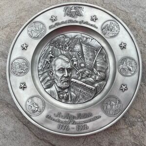 International Pewter Abraham Lincoln Emancipation Proclamation Plate 1776-1976